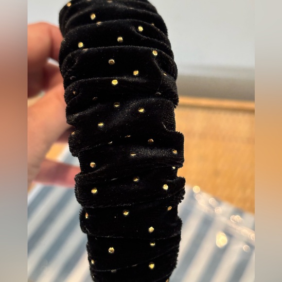 Lele Sadoughi jet dot velvet Kelly headband new with tags in original package - Picture 5 of 7